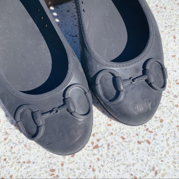 NIB Authentic Gucci Horsebit Embossed Rubber Flats Black 36 - Picture 3 of 8
